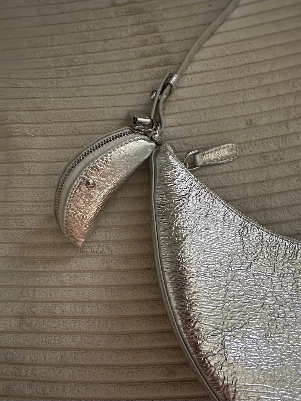 kate spade Metallic Silver Crescent Shoulder Bag